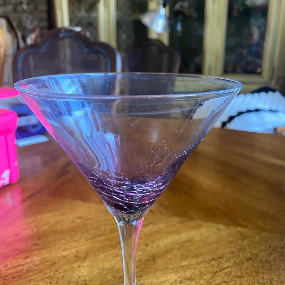 Pier 1 Purple Crackle Martini Glass